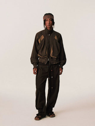 [CONP] Pleated Spliced Crinkle Nylon Jacket