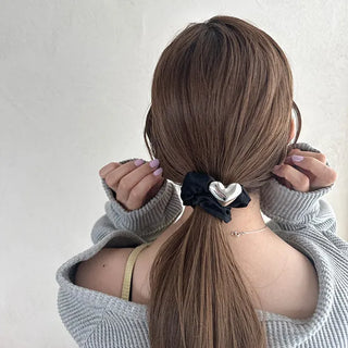 Silver Heart Scrunchie