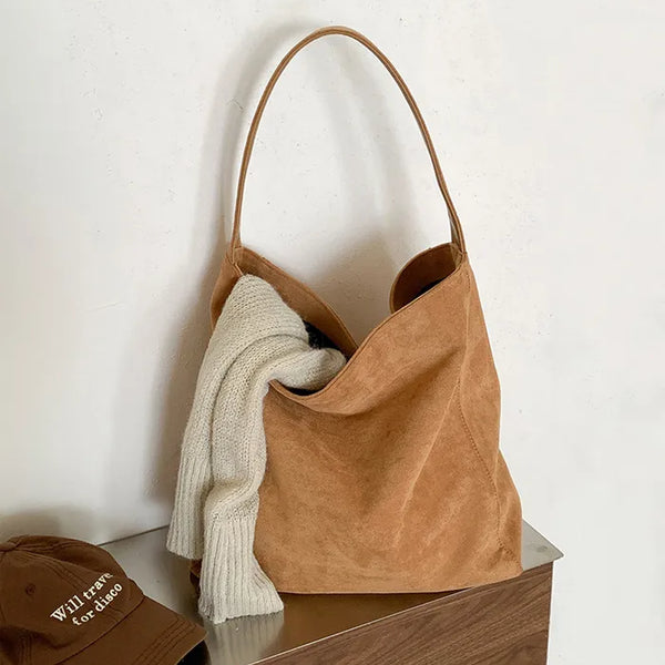 [A must-have for those who carry a lot of belongings] Suede Big Tote Bag/Shoulder Bag