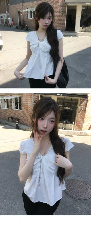 Letter Short Sleeve Blouse - 3 colors