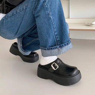 [2 colors] Platform Mule Loafers
