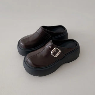 [2 colors] Platform Mule Loafers