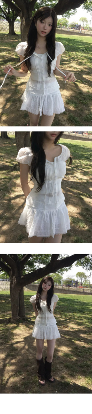 Simi Lace Frill Mini Skirt - 2 colors