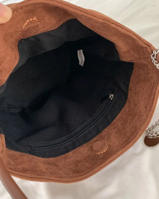 Suede Chain Mini Shoulder Bucket Bag