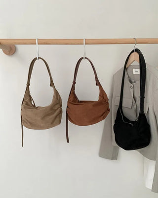 Suede Shirring Mini Tote Bag/Shoulder Bag
