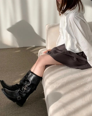LEATHER BELT BOOTS
