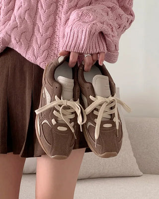 [2 colors] Suede Warm Tone Sneakers