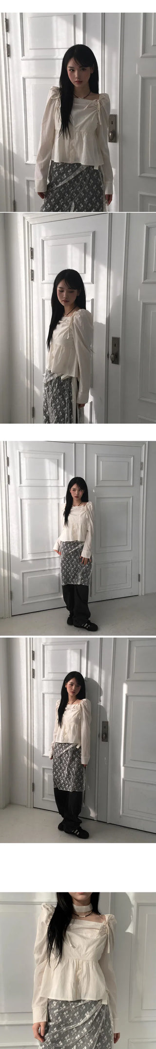 Forming Choker Ribbon Blouse - 3 Colors