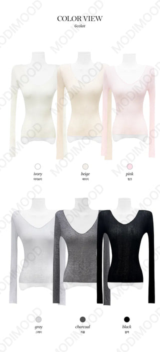 Glam Deep Unneck Tencel T-Shirt - 6 Colors