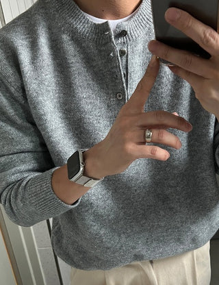 Standard Henley neck knit (cash-like fabric)