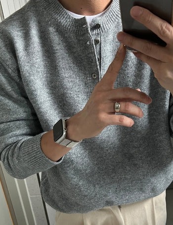 Standard Henley neck knit (cash-like fabric)
