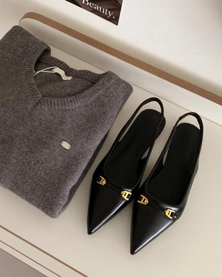 Pointed-toe slingback pumps