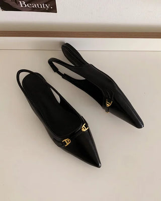 Pointed-toe slingback pumps