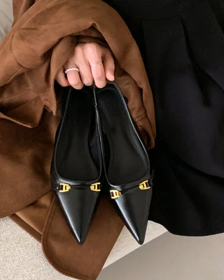 Pointed-toe slingback pumps