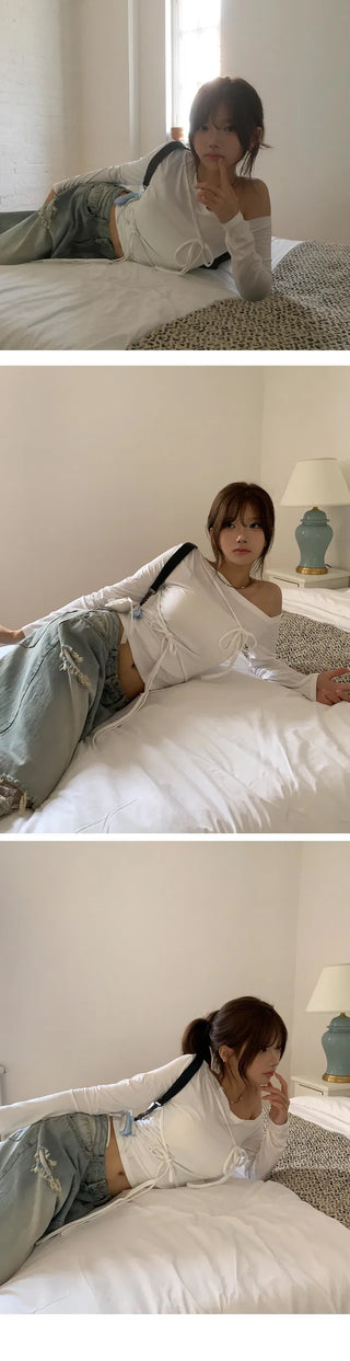Lace Damage Vintage Faded Light Blue Pants