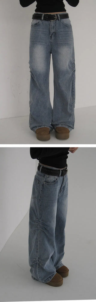 Ringo Buckle Side Pintuck Semi-Wide Pants - 3 Colors