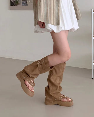 [Removable Warmer] 2-Way Platform Beach Sandal Boots (2 colors)