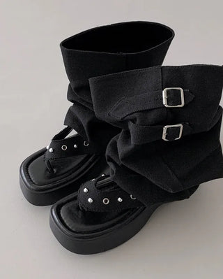 [Removable Warmer] 2-Way Platform Beach Sandal Boots (2 colors)