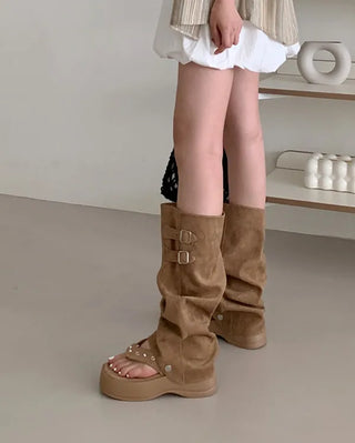[Removable Warmer] 2-Way Platform Beach Sandal Boots (2 colors)