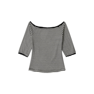 [NECY] Mono Stripe Lace Trimming Half T