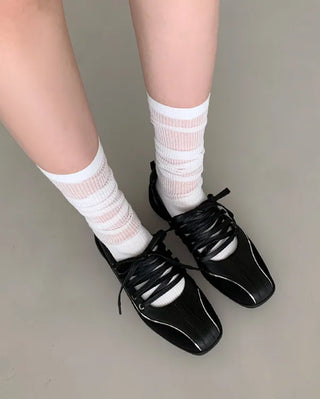 Ballet Core Lace-Up Leather Sneakers (3 colors)