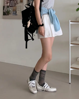 Ballet Core Lace-Up Leather Sneakers (3 colors)