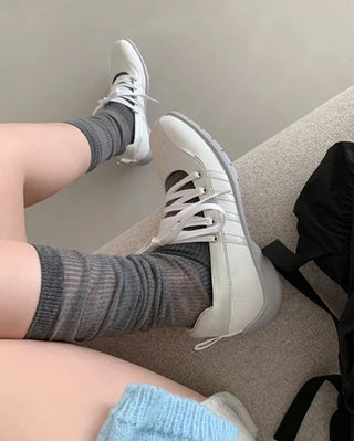 Ballet Core Lace-Up Leather Sneakers (3 colors)