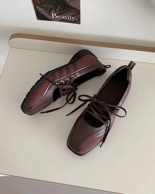 Ballet Core Lace-Up Leather Sneakers (3 colors)