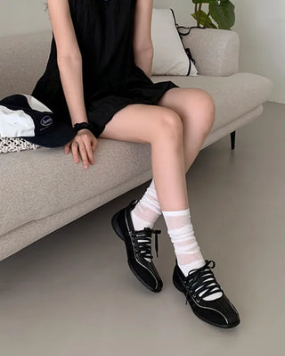 Ballet Core Lace-Up Leather Sneakers (3 colors)