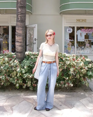 See-through slim half T-shirt