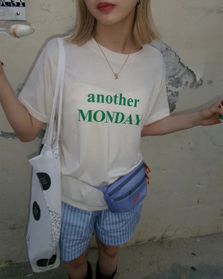 MONDAY Round Neck Half T-Shirt