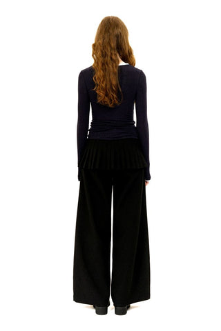 [Moromoro2] Layered Contrast Neckline Knit  Top