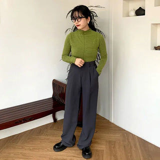 Wide-button slacks