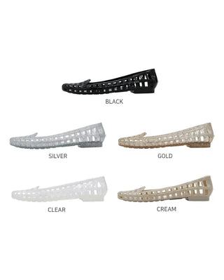 [5 colors] Net Aqua Flat Jelly Shoes