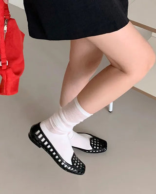[5 colors] Net Aqua Flat Jelly Shoes