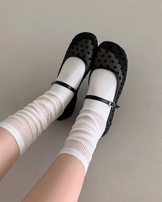 Mesh Dot Meriyane Flat Shoes