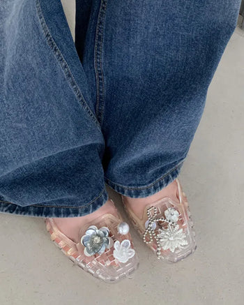 [5 colors] Net Aqua Flat Jelly Shoes