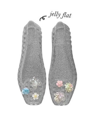 [5 colors] Net Aqua Flat Jelly Shoes
