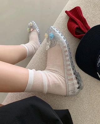 [5 colors] Net Aqua Flat Jelly Shoes