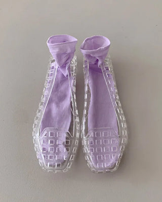 [5 colors] Net Aqua Flat Jelly Shoes