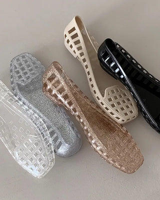 [5 colors] Net Aqua Flat Jelly Shoes