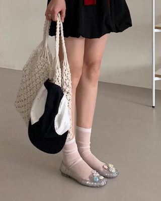 [5 colors] Net Aqua Flat Jelly Shoes
