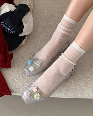 [5 colors] Net Aqua Flat Jelly Shoes