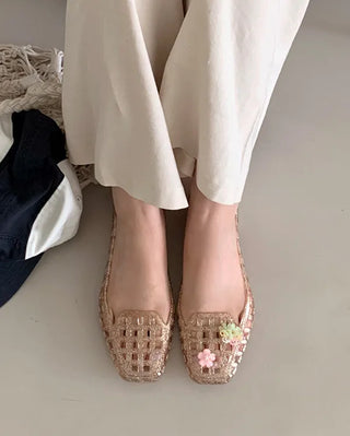 [5 colors] Net Aqua Flat Jelly Shoes