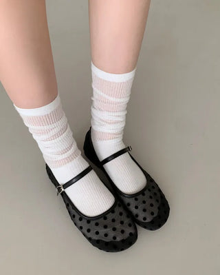 Mesh Dot Meriyane Flat Shoes