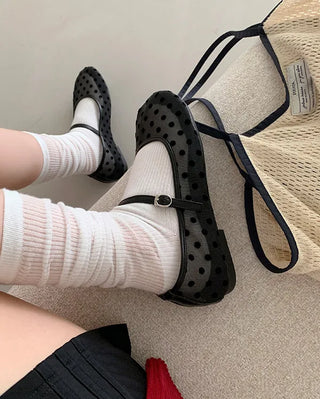 Mesh Dot Meriyane Flat Shoes