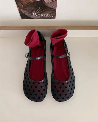 Mesh Dot Meriyane Flat Shoes