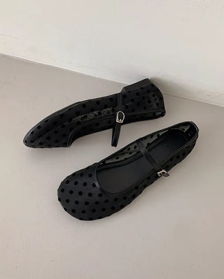 Mesh Dot Meriyane Flat Shoes