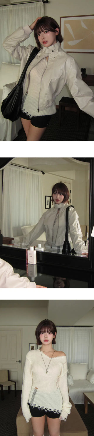 Ruby Leather Crop Line Jacket
