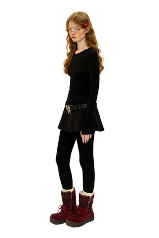 [Moromoro2] Lace Trim Slim Fit Long Sleeve Base  Tee